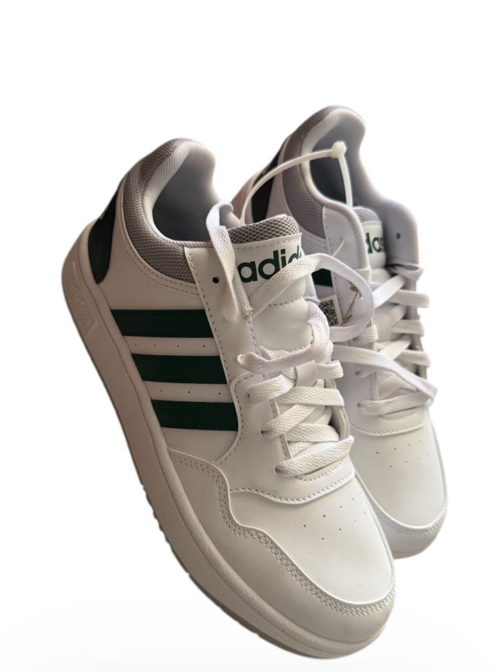 adidas women's White Sneakers with Dark Green Stripes